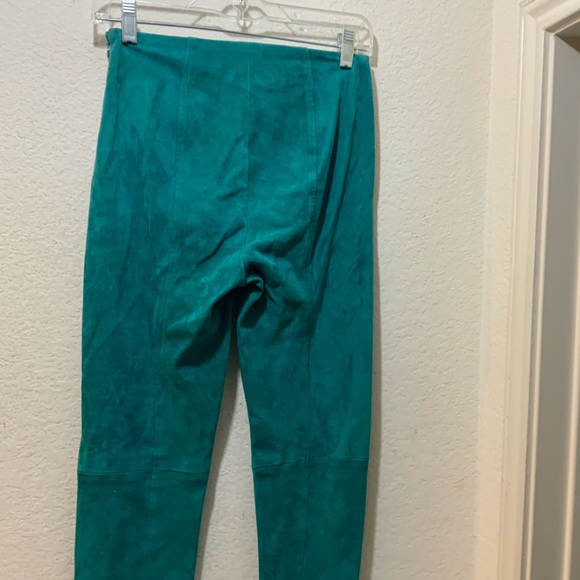 Ralph Lauren Black Label Lamb Suede Ankle Zip Turquoise Skinny Pants - Size 4 - Picture 5 of 7